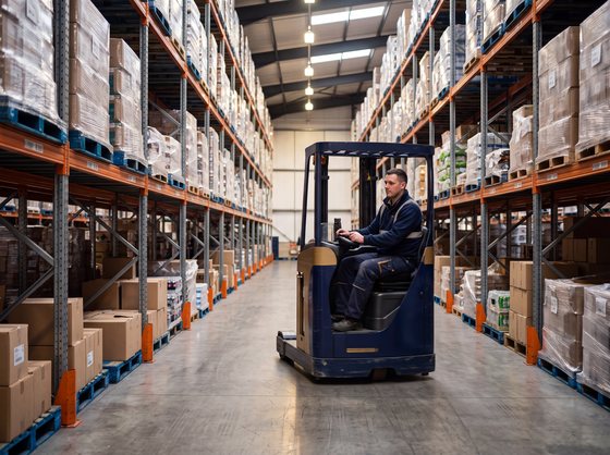Esgün Lojistik deposunda raf sistemi ve forklift